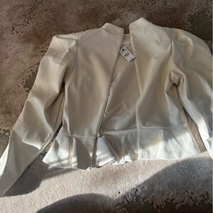 Express Cream colored faux leather zip up top/jacket